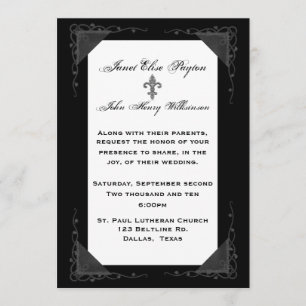 Elegant Formal Black and White Wedding Invitation