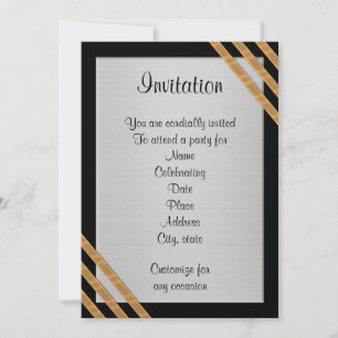 Elegant Formal black, white and gold invitation