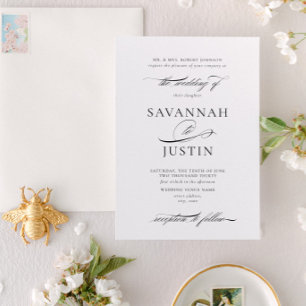 Elegant Formal Black & White Wedding Invitation