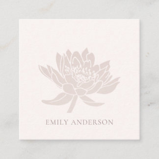 ELEGANT FORMAL BLUSH PINK ROSE GOLD LOTUS FLORAL SQUARE BUSINESS CARD
