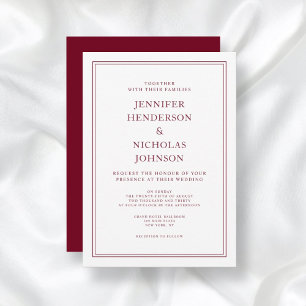 Elegant Formal Burgundy Red Wedding Invitation