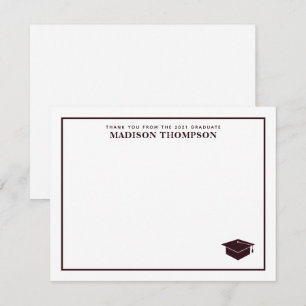 Elegant Formal Burgundy Script Graduation Cap Card