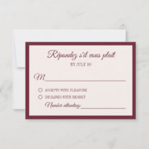Elegant Formal Burgundy Stripes Wedding RSVP