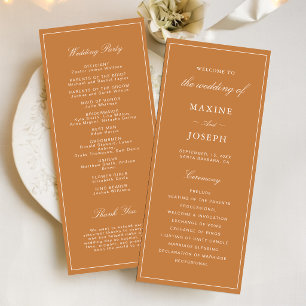Elegant Formal Burnt Orange Wedding Program