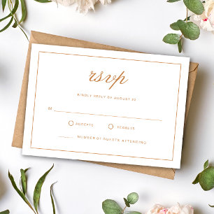 Elegant Formal Burnt Orange Wedding RSVP Card