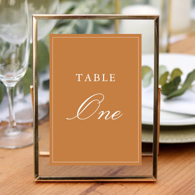 Elegant Formal Burnt Orange Wedding Table Number (Elegant burnt orange table numbers add warm sophistication and easy guest navigation.)