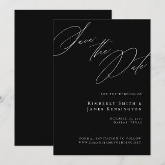 Elegant Formal Calligraphy Black Wedding Save The Date