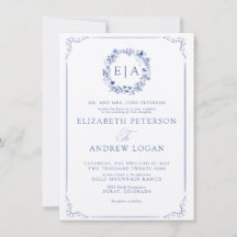 Elegant Formal Calligraphy Floral Wreath Wedding