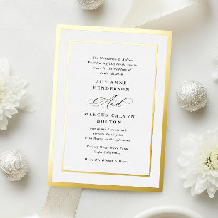 Elegant Formal Calligraphy Foil Gold Frame Wedding