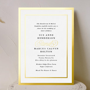 Elegant Formal Calligraphy Gold Frame Wedding