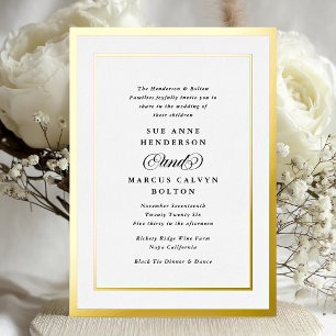 Elegant Formal Calligraphy Gold Frame Wedding