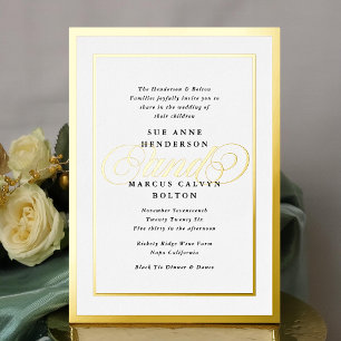 Elegant Formal Calligraphy Gold Frame Wedding