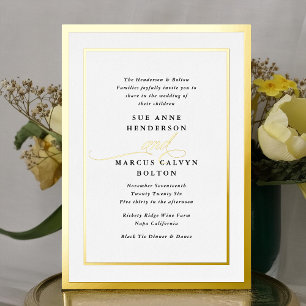 Elegant Formal Calligraphy Gold Frame Wedding