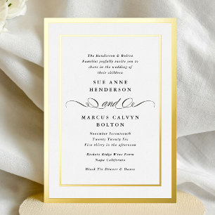 Elegant Formal Calligraphy Gold Frame Wedding