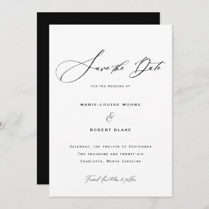 Elegant Formal Calligraphy Ink Wedding Save The Date