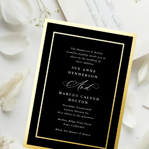 Elegant Formal Calligraphy Onyx Gold Frame Wedding