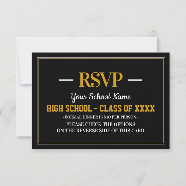 Elegant Formal Class Reunion RSVP Card (Front)