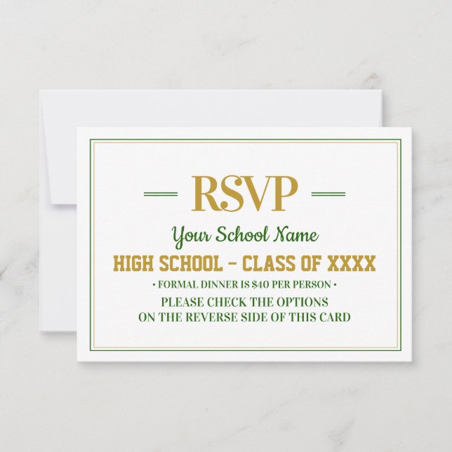 Elegant Formal Class Reunion RSVP Card (Front)