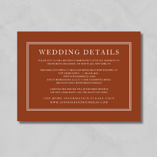 Elegant Formal Classic Terracotta Wedding Details Enclosure Card