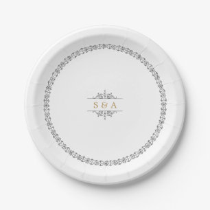 Elegant formal classic vintage wedding monogram paper plate