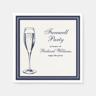 Elegant Formal Dark Bleu White Farewell Party Napkin