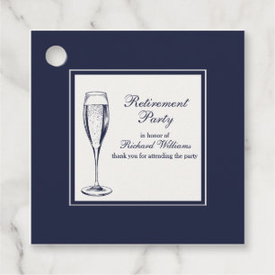 Elegant Formal Dark Bleu White Retirement Favour Tags