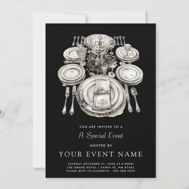 Elegant Formal Dinner Event  Invitation (Front)
