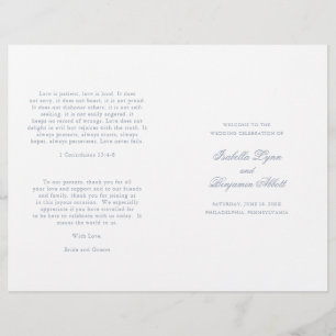 Elegant Formal Dusty Blue Folded Wedding Program