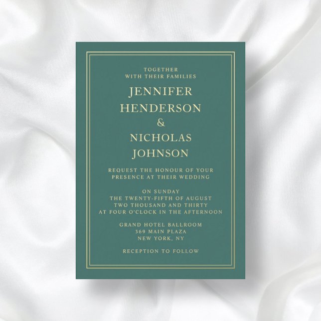Elegant Formal Emerald Green Wedding Gold  (Front / Elegant Formal Emerald Green Wedding Gold Foil Invitation)
