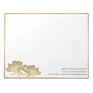 ELEGANT FORMAL FAUX GOLD LOTUS FLORAL BUSINESS NOTEPAD