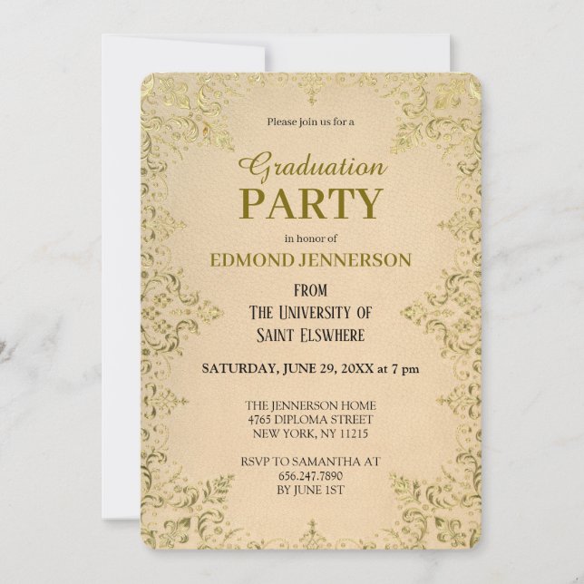 Elegant Formal Gold 2025 Graduation Party Invitation (Front)