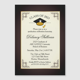 Elegant Formal Gold College Graduation Party Invit Magnetic Invitation