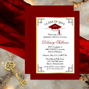 Elegant Formal Gold College Graduation Party Invitation
