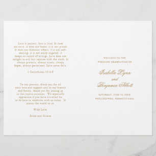 Elegant Formal Gold Folded Wedding Program