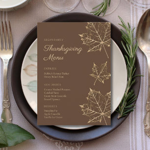 Elegant Formal Gold Leaf Thanksgiving Menu