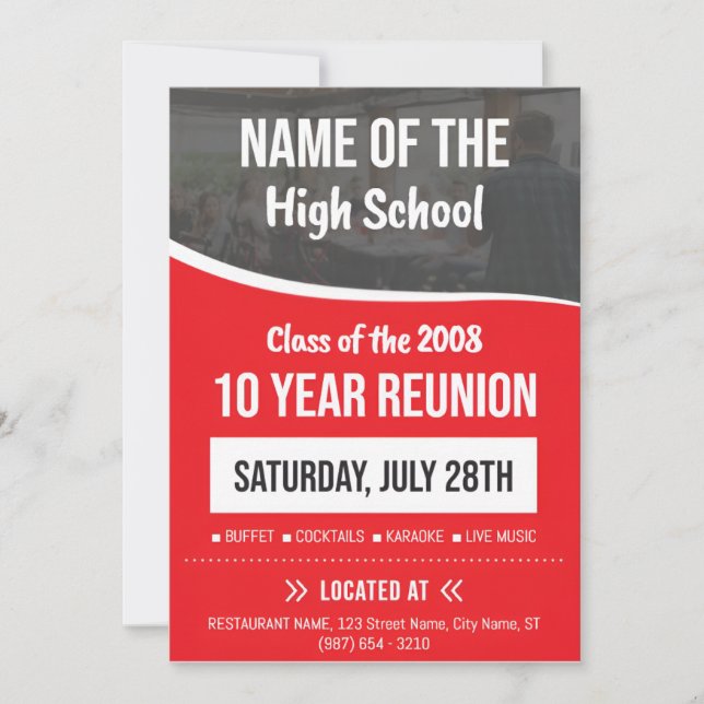 Elegant Formal High School Reunion Invitation (Front)