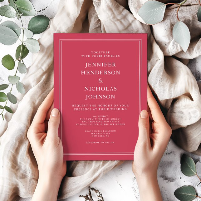 Elegant Formal Magenta Red Wedding Invitation (Elegant Formal Magenta Red Wedding Invitation)