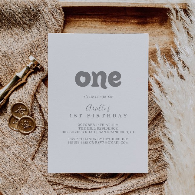Elegant Formal Minimal First Birthday Party Invitation (Creator Uploaded)