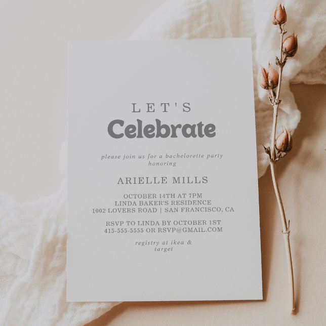 Elegant Formal Minimal Let's Celebrate Party Invitation (Creator Uploaded)