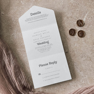 Elegant Formal Minimal Wedding     All In One Invitation