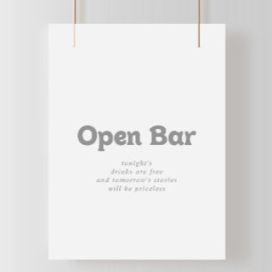 Elegant Formal Minimal Wedding Open Bar Sign