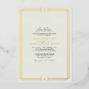 Elegant Formal Monogram RSVP QR Code Wedding Gold 