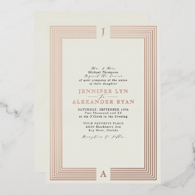 Elegant Formal Monogram Wedding RSVP QR Code Gold  (Front/Back)