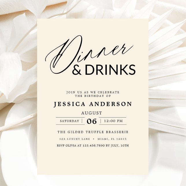 Elegant Formal Neutral Cream Ivory Dinner Party Invitation (Creator Uploaded)