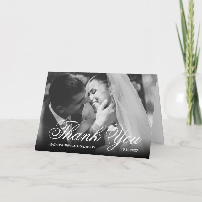 Elegant Formal Photographs Wedding Thank You Card (Front)