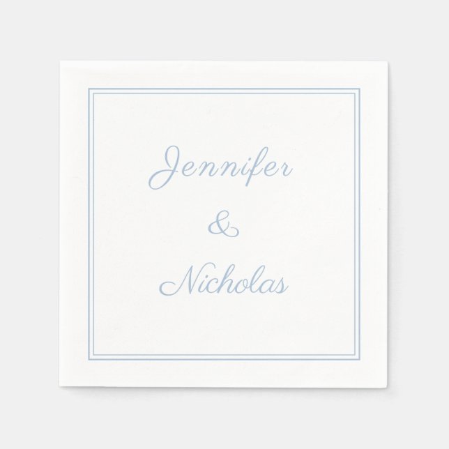 Elegant Formal Powder Blue Script Wedding Napkin (Front)