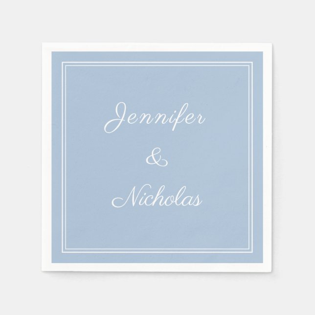 Elegant Formal Powder Blue Script Wedding Napkin (Front)