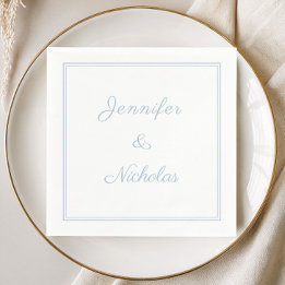 Elegant Formal Powder Blue Script Wedding Napkin