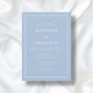 Elegant Formal Powder Blue Virtual Wedding Invitation