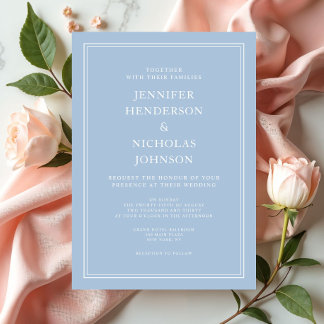 Elegant Formal Powder Blue Wedding Invitation